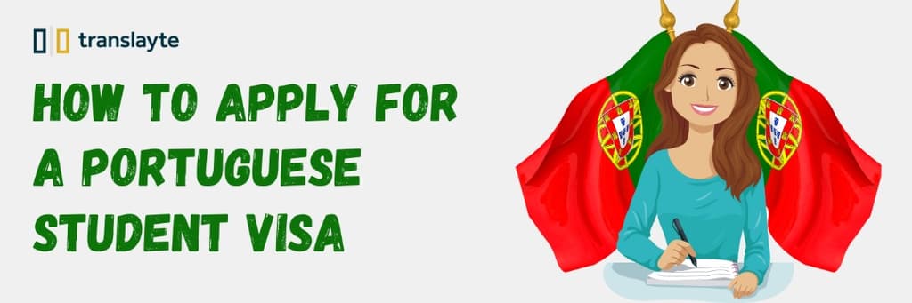 a student sitting in front of the portuguese flag, how to apply for a portuguese student visa